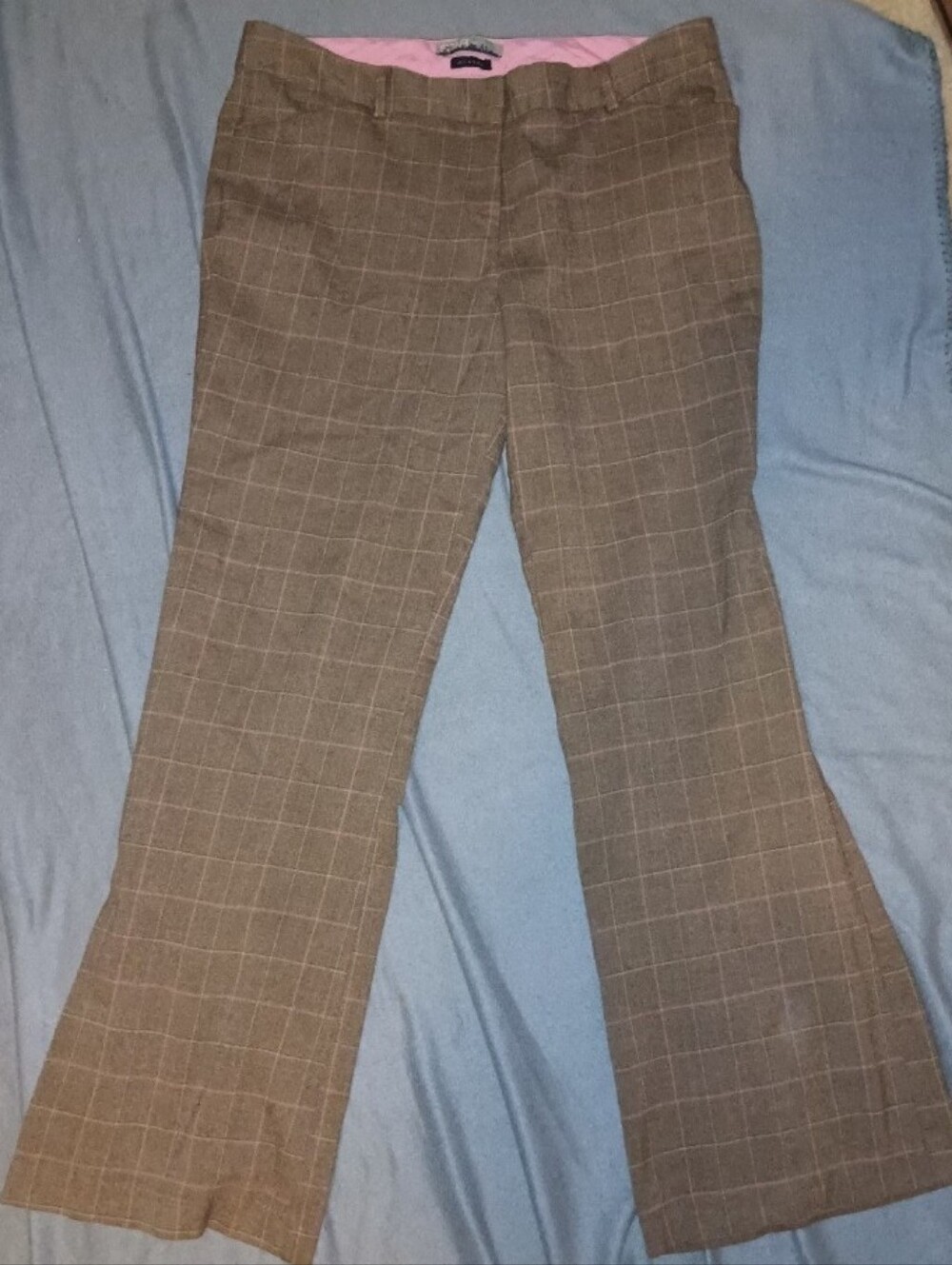 VTG Y2K Star City Miranda Pink Brown Plaid Flare Leg Trousers